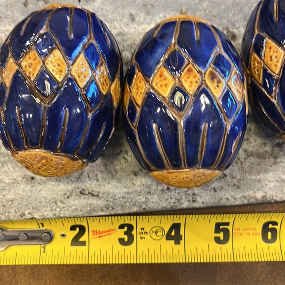Easter Egg Decor! Ceramic Blue Golden Yellow Geometric Design Light Weight Decor - Picture 10 of 10